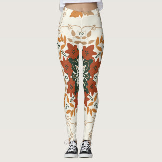 Autumn Whispers: Floral Geometric Blend Leggings