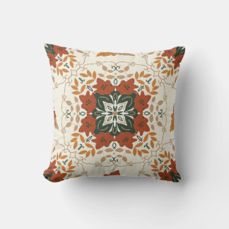 Autumn Whispers: Floral Geometric Blend Throw Pillow