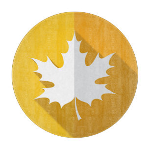 Autumn White Maple Leaf on Two-tone Gold Cutting Board