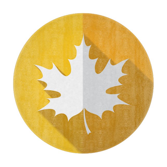 Autumn White Maple Leaf on Two-tone Gold Cutting Board (Front)