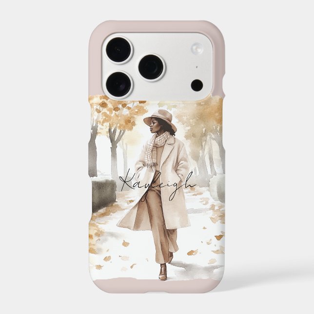 Autumn White Yellow Leaves Trees Woman (Verso)