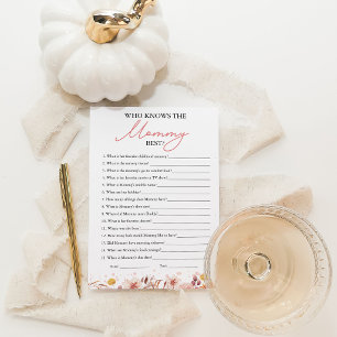 Autumn Who Knows Mommy Best Baby Shower Game Card