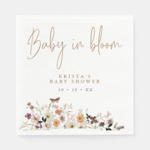 Autumn Wild flowers Baby In Bloom Baby Shower Napkin