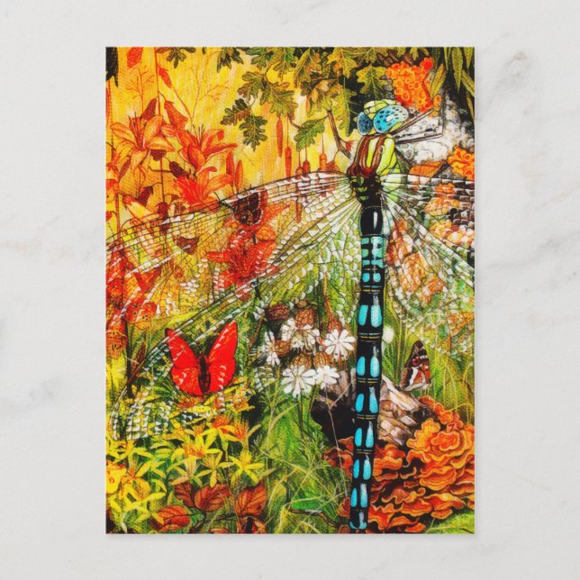 Autumn Wild Forest Dragon Fly Postcard (Front)
