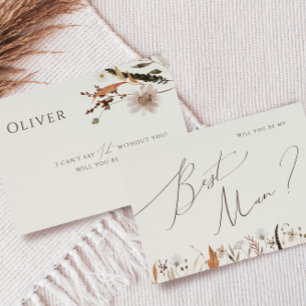 Autumn Wildflower Beige Best Man Proposal Card