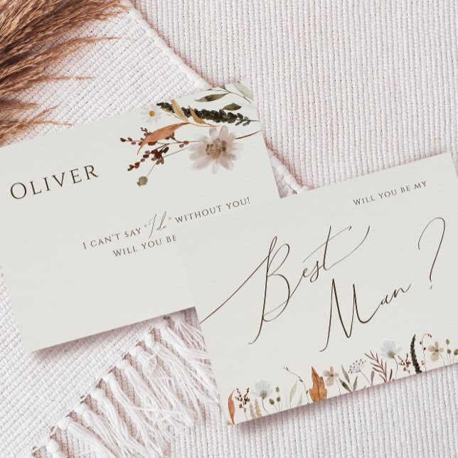 Autumn Wildflower | Beige Best Man Proposal Card (Creator Uploaded)