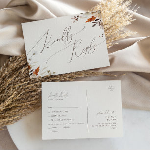 Autumn Wildflower Beige Menu Choice RSVP Postcard