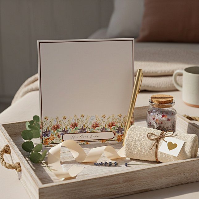 Autumn wildflower border personalized notepad (Creator Uploaded)