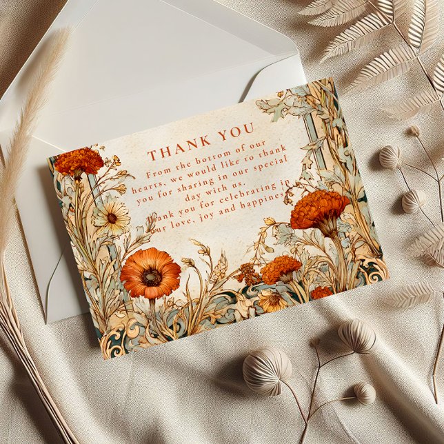 Autumn Wildflower Botanical Wedding Thank You Card (Creator Uploaded)