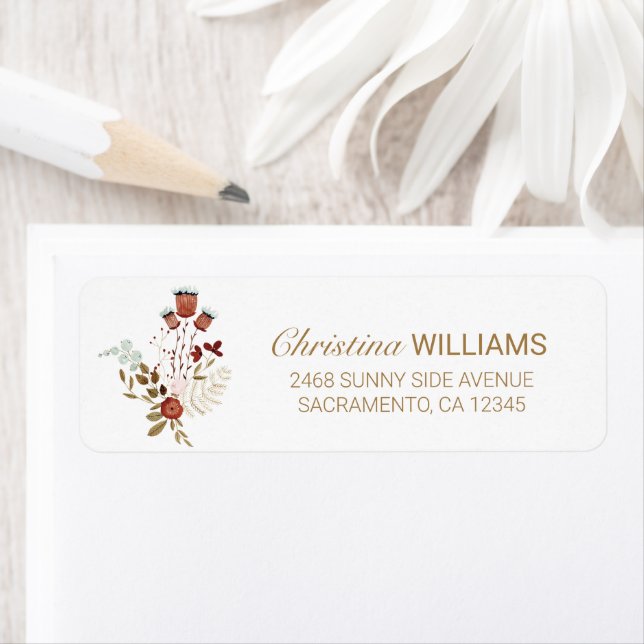 Autumn Wildflower Bouquet Return Address Label (Insitu)