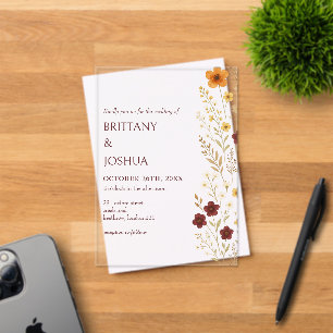 Autumn Wildflower Elegant Boho Wedding Invitation