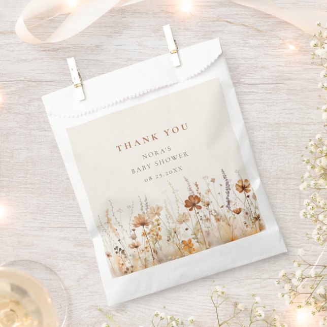Autumn Wildflower Field Baby Shower Favour Bag (Clipped)