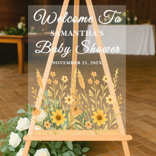 Autumn Wildflower Field Fall Baby Shower Welcome Acrylic Sign