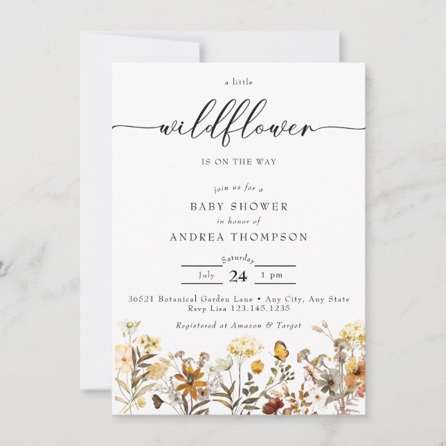 Autumn Wildflower | Floral Baby Shower Invitation (Front)