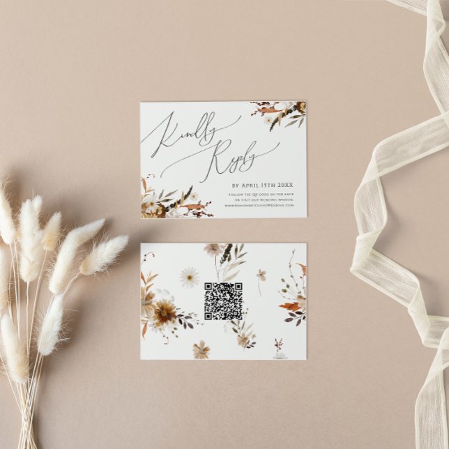 Autumn Wildflower | Horizontal QR Code RSVP Card (Creator Uploaded)