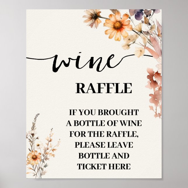 Autumn Wildflower Leave Wine Bottle Here Card Sign (Front)