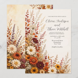 Autumn Wildflower Meadow Wedding Invitation