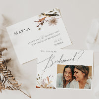 Autumn Wildflower Photo Bridesmaid Proposal Card