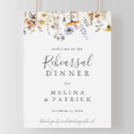 Autumn Wildflower Rehearsal Dinner Welcome Sign<br><div class="desc">This autumn wildflower rehearsal dinner welcome sign is perfect for a modern wedding rehearsal. The design features multiple watercolor purple,  violet,  yellow flowers,  burgundy buds and olive green foliage beautifully grouped into bouquets.</div>