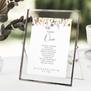Autumn Wildflower Table Number 1 Seating Chart