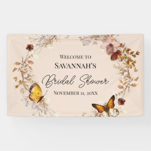 Autumn Wildflower Watercolor Bridal Shower Banner