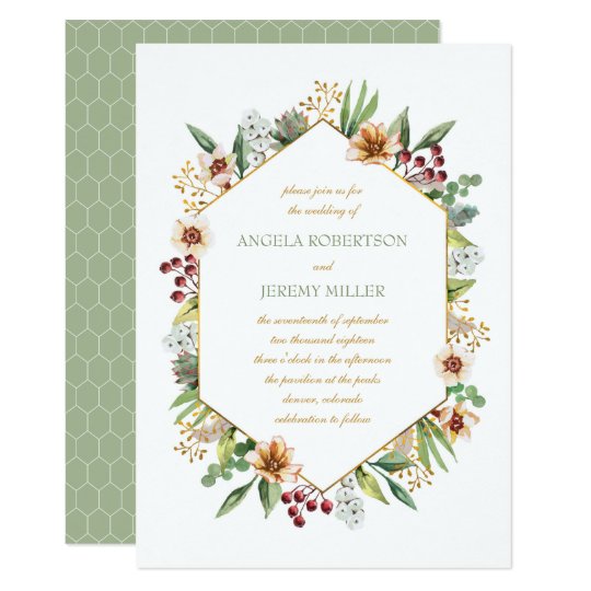 Autumn Wildflower Watercolor Wedding Sage Card