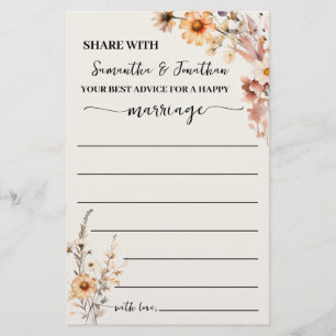 Autumn Wildflowers Advice for Couple Shower Card