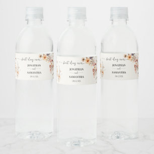Autumn Wildflowers Best Day Ever Wedding Water Bottle Label