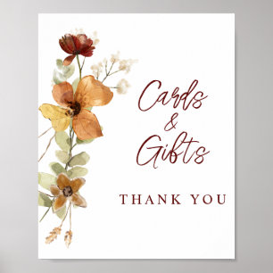 Autumn Wildflowers Cards Gifts Wedding Poster