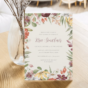 Autumn Wildflowers Fall Baby Shower Invitation