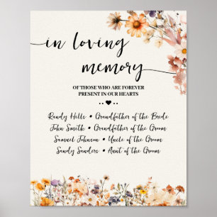 Autumn Wildflowers In Loving Memory Remembrance Poster