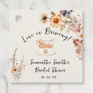 Autumn Wildflowers Love is Brewing Tea Shower Favour Tags