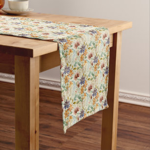 Autumn wildflowers pattern medium table runner
