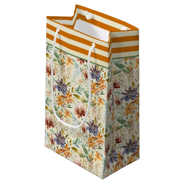 Autumn wildflowers pattern small gift bag (Front Angled)