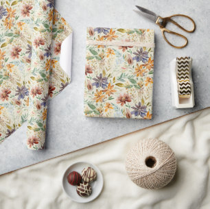 Autumn wildflowers pattern wrapping paper