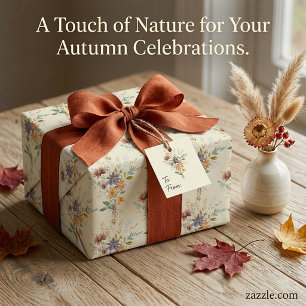 Autumn wildflowers pattern wrapping paper