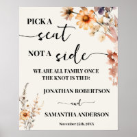 Autumn Wildflowers Pick a Seat not a Side Wedding