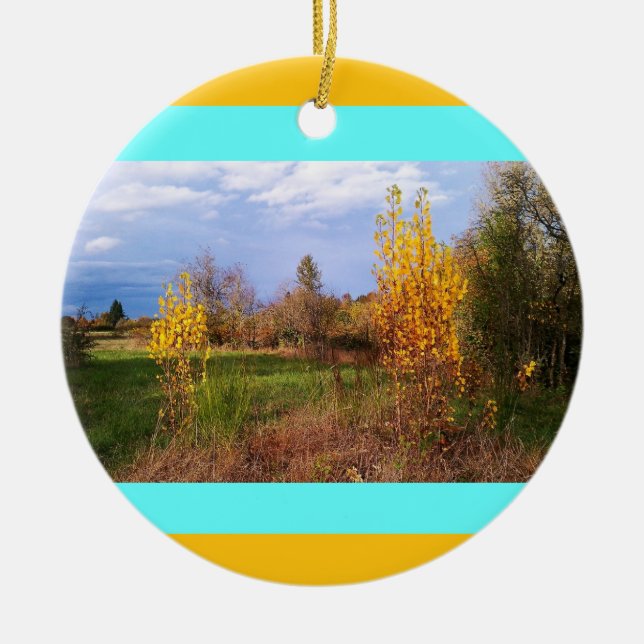 Autumn Wildlife Refuge Ceramic Ornament (Front)