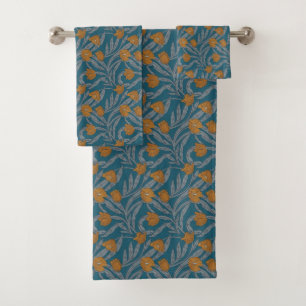 Autumn William Morris Style Pattern Bath Towel Set