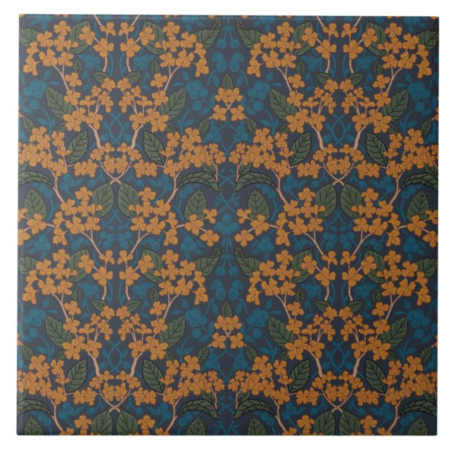 Autumn William Morris Style Pattern Tile (Front)