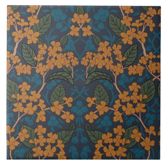 Autumn William Morris Style Pattern Tile (Front)