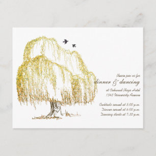 Autumn Willow Tree Wedding Reception Card
