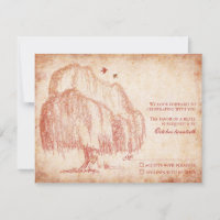 Autumn Willow Tree Wedding Reply Card