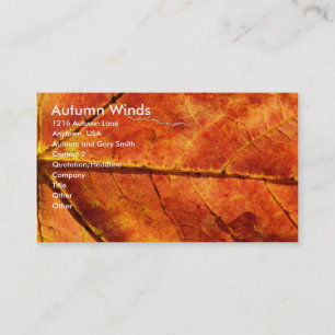 Autumn Winds , Autumn Leaf Macro Photo Business Card