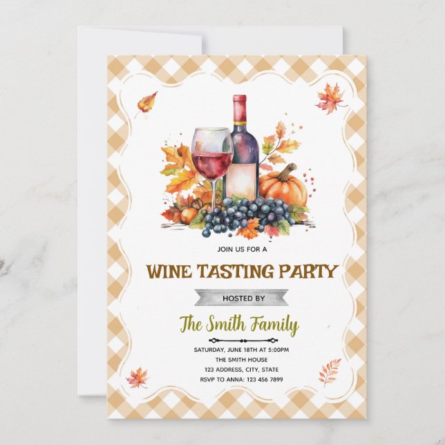 Autumn Wine Party Invitation (Front)