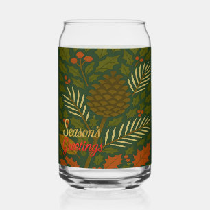 Autumn & Winter Mid Century Season's Greetings Can Glass