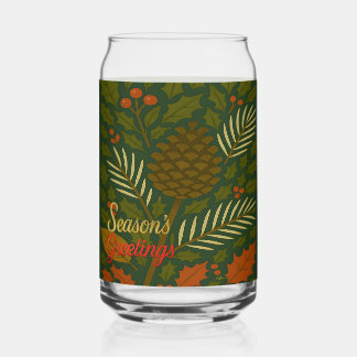Autumn & Winter Mid Century Season's Greetings Can Glass