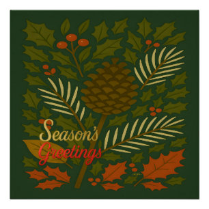 Autumn & Winter Mid Century Season's Greetings Poster