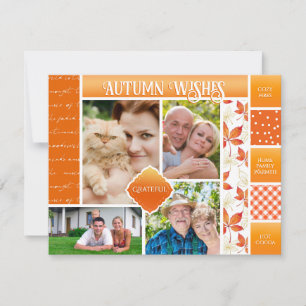 Autumn Wishes Family Photo Cozy Fall Season  Holiday Card