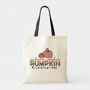 Autumn Wishes Pumpkin Kisses Tote Bag